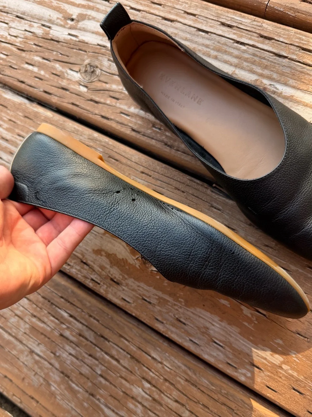 Everlane Black Leather Ballet Flats - Classic Slip-On Day Gloves Women’s 6.5